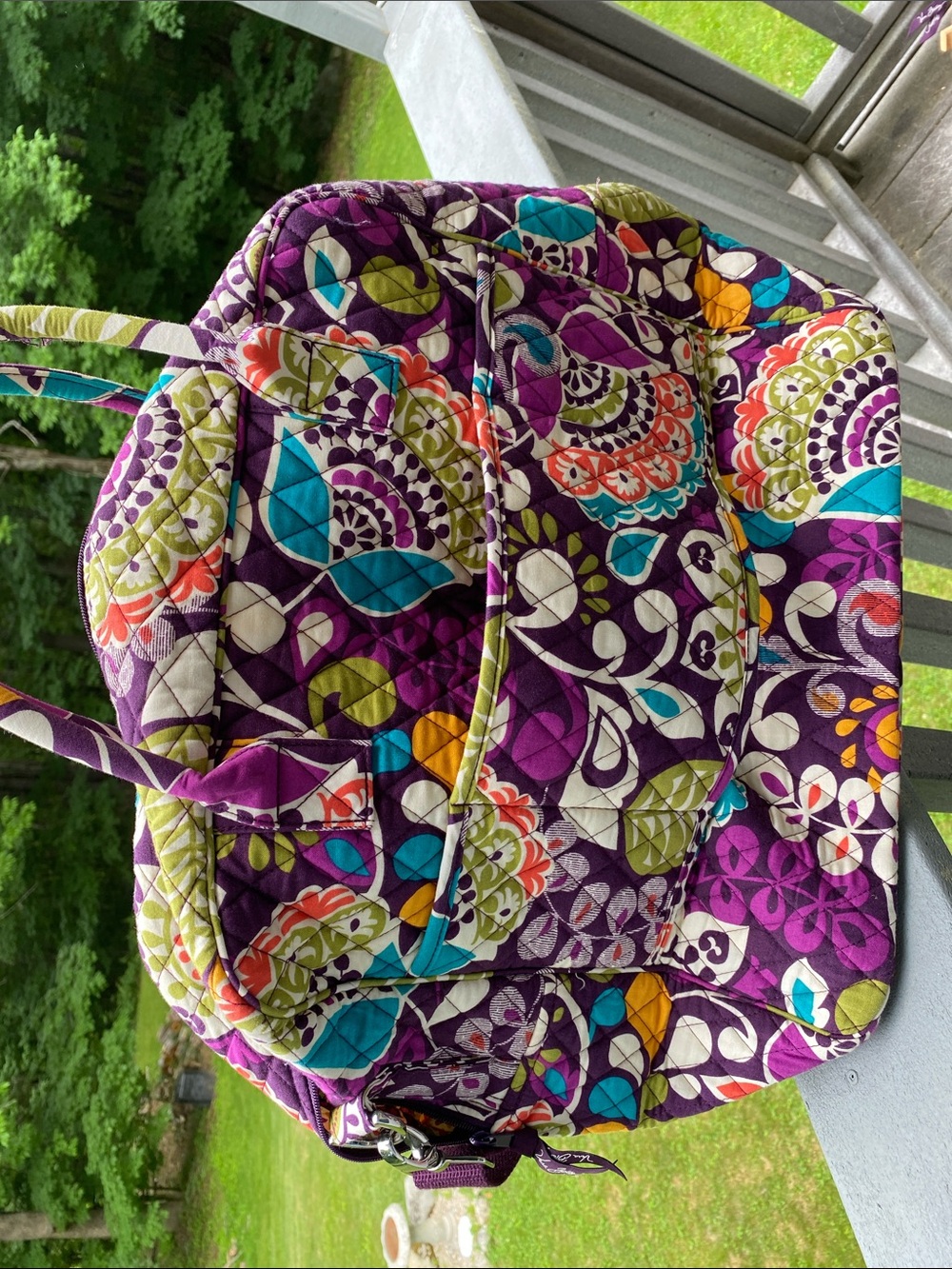 Vera Bradley Plum Crazy Quilted Travel Bag Shoulder Strap Weekender SMELLS MUSTY - Picture 4 of 17